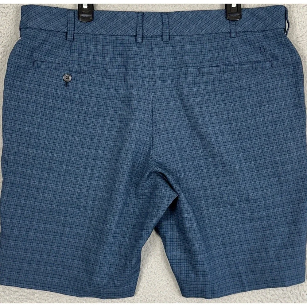 Walter Hagen Shorts Mens 38 Navy Blue Plaid Performance Golf Chino Fla Front EUC